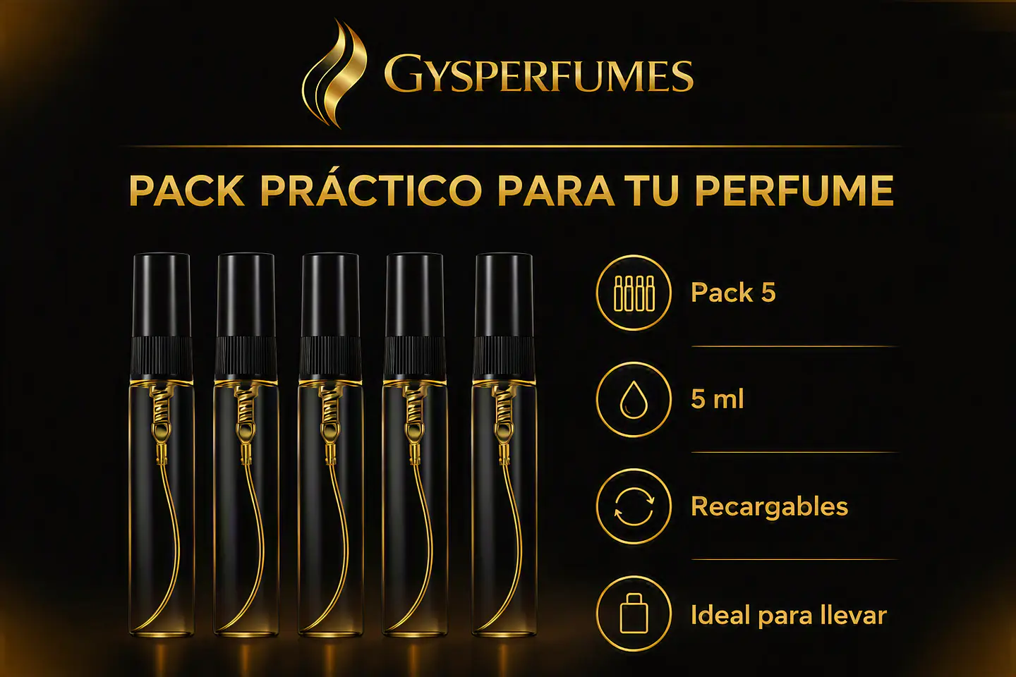 MINI FRASCO CON ATOMIZADOR 5ML VIDRIO / PACK 5UN 1