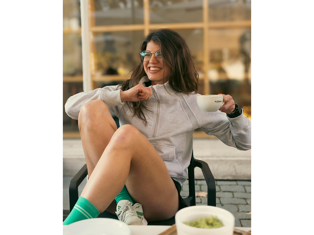 Polerón franela medio cierre mujer gris claro 2