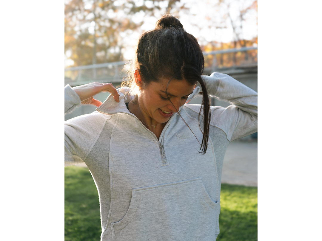 Polerón franela medio cierre mujer gris claro 3