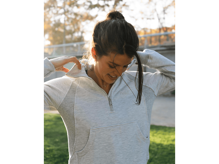 Polerón franela medio cierre mujer gris claro 3