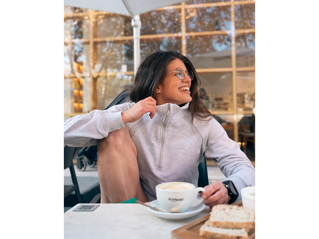 Polerón franela medio cierre mujer gris claro 1