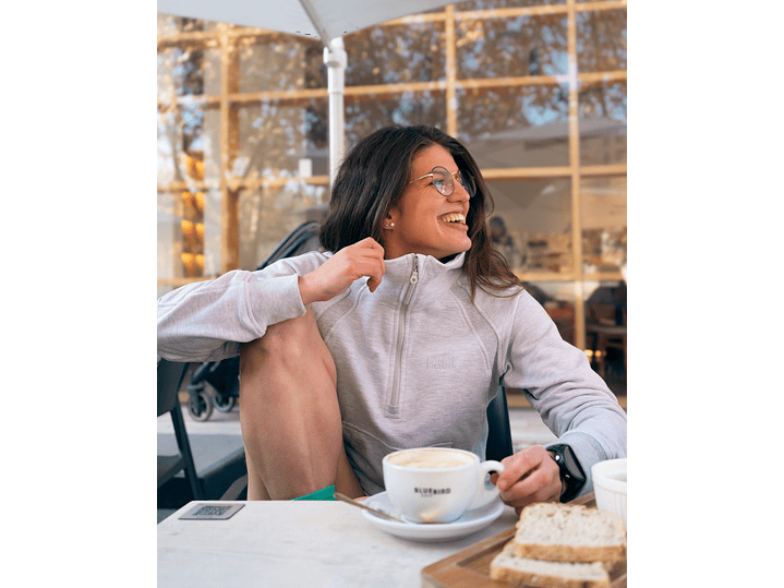 Polerón franela medio cierre mujer gris claro 1