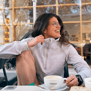 Polerón franela medio cierre mujer gris claro