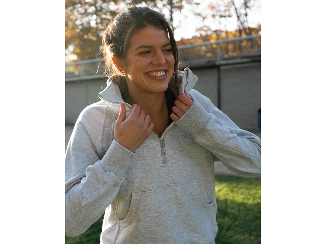 Polerón franela medio cierre mujer gris claro 4