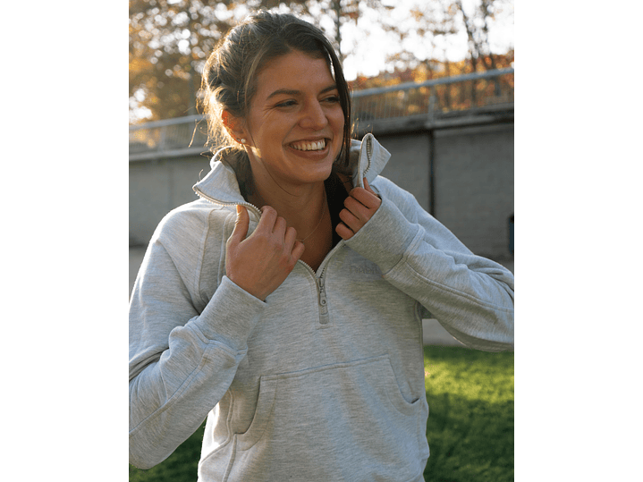 Polerón franela medio cierre mujer gris claro 4