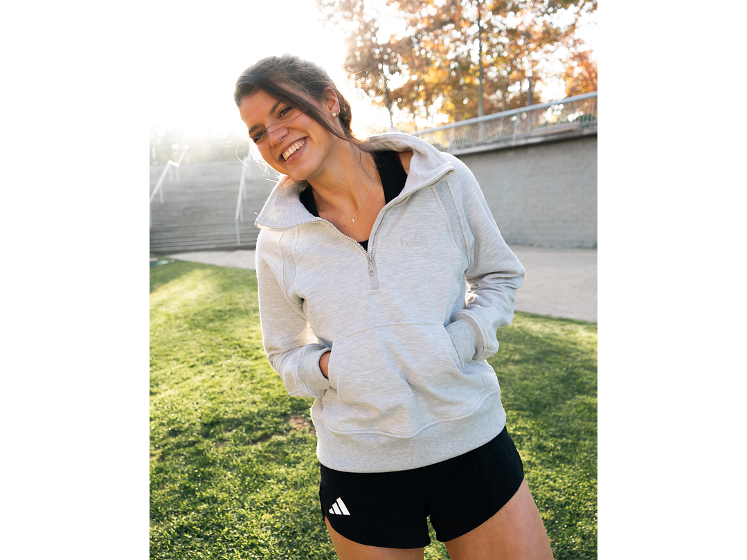 Polerón franela medio cierre mujer gris claro 5