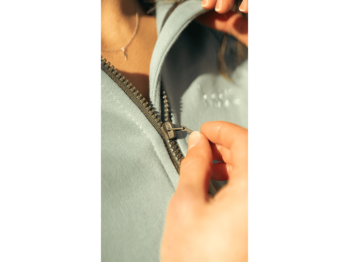 Polerón franela medio cierre mujer verde nilo 4