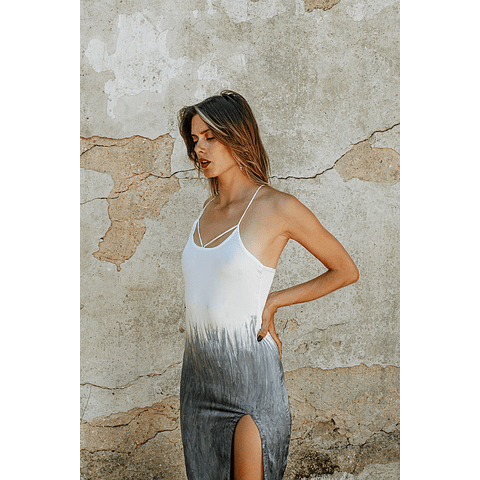 AURORA LONG DRESS white/grey