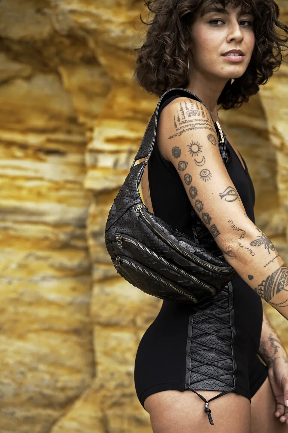 ASH PYTHON BAG black | brass 7