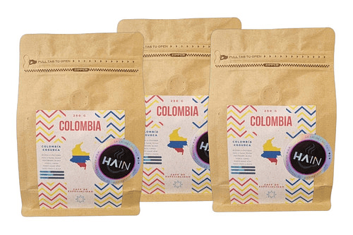 3 bolsas de Café especialidad Hain Colombia 250 G