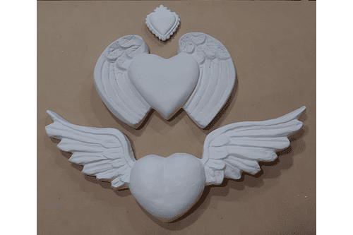 Set corazones alados tres piezas