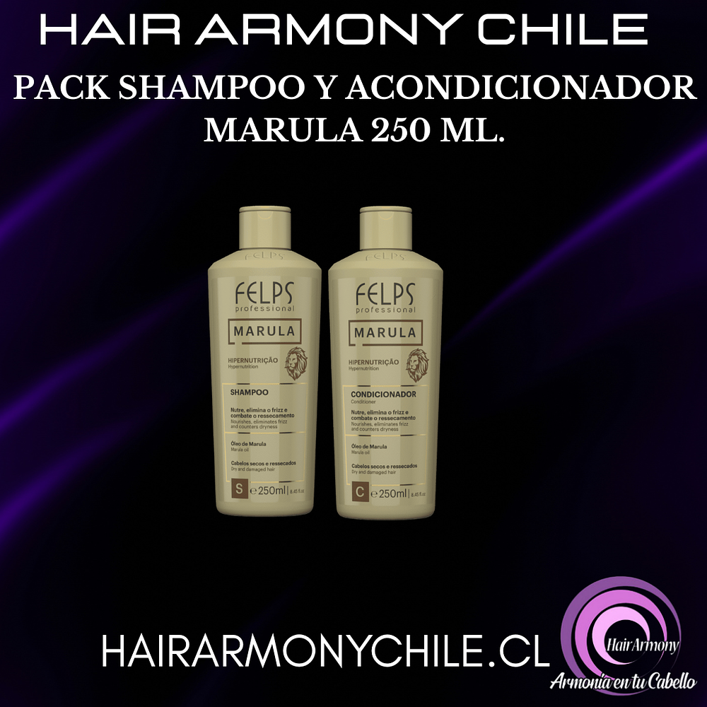 PACK SHAMPOO Y ACONDICIONADOR MARULA 250 ML.