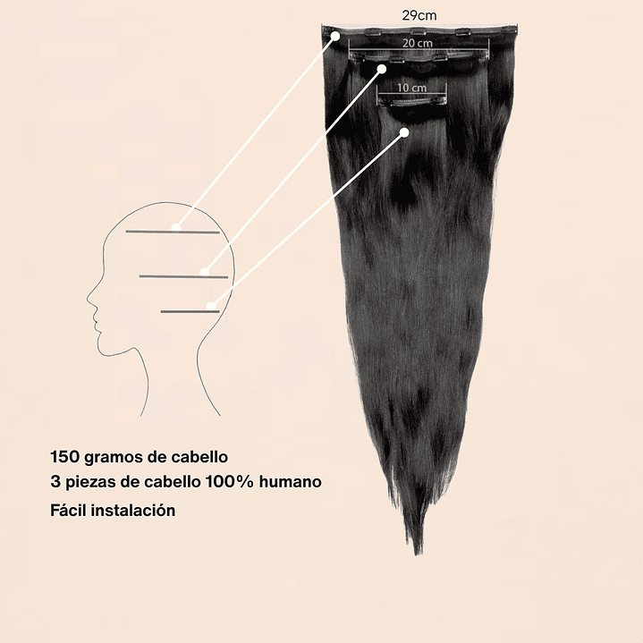 cortina clip 150g color #2- 60cm cabello liso 2