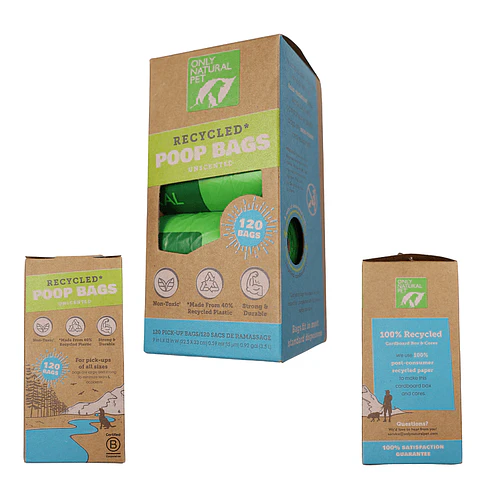 Bolsas Ecológicas para Desechos de Perro/Gato Only Natural Pet – 120 Unidades Recicladas, Sin Aroma