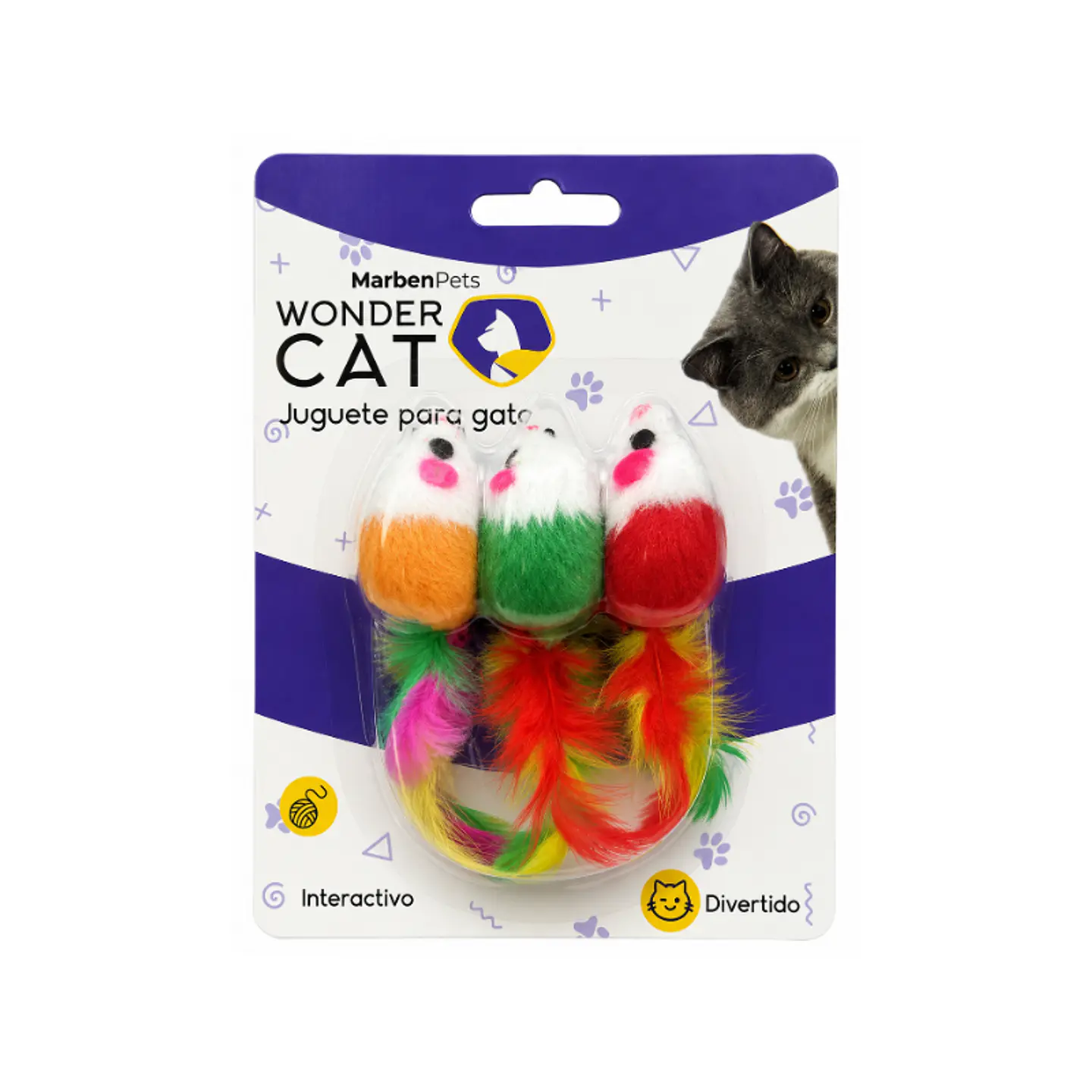 Set 3 Ratones juguete con Plumas 1