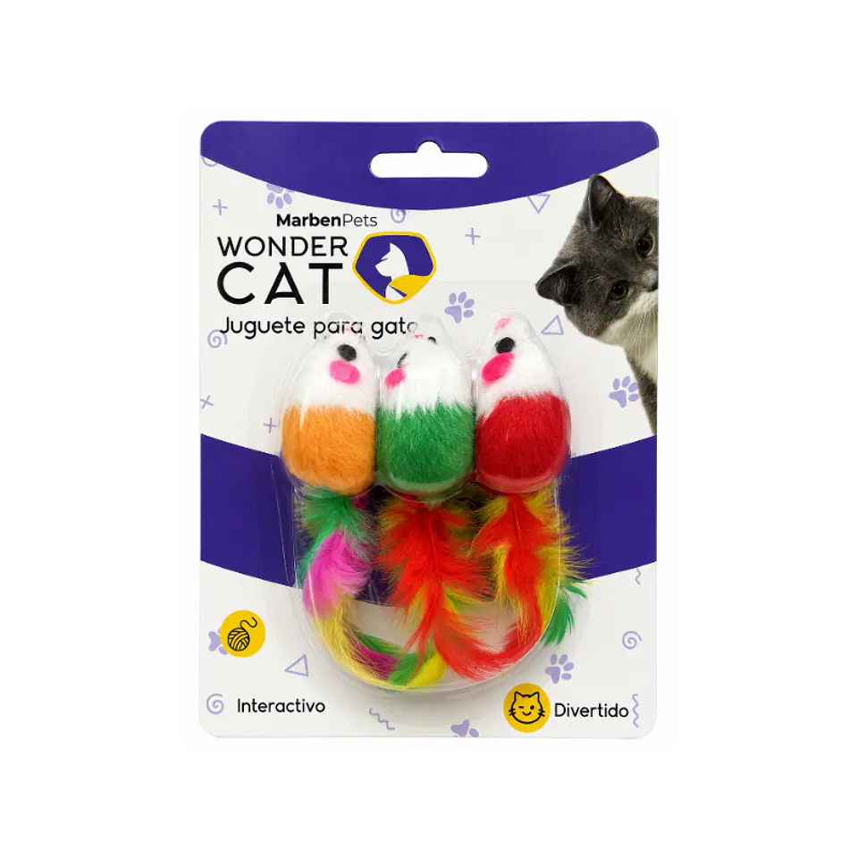 Set 3 Ratones juguete con Plumas 1
