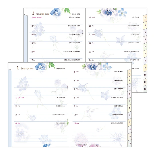 Agenda Midori  2026 Pocket (A6) Country Time Flower