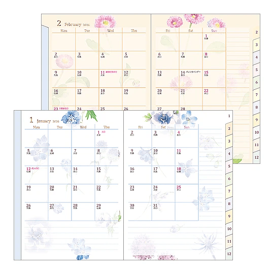 Agenda Midori  2026 Pocket (A6) Country Time Flower