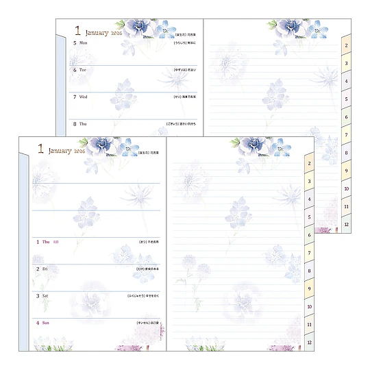 Agenda Midori 2026 Pocket (B6) Country Time Flower