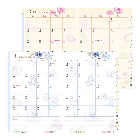Agenda Midori 2026 Pocket (B6) Country Time Flower