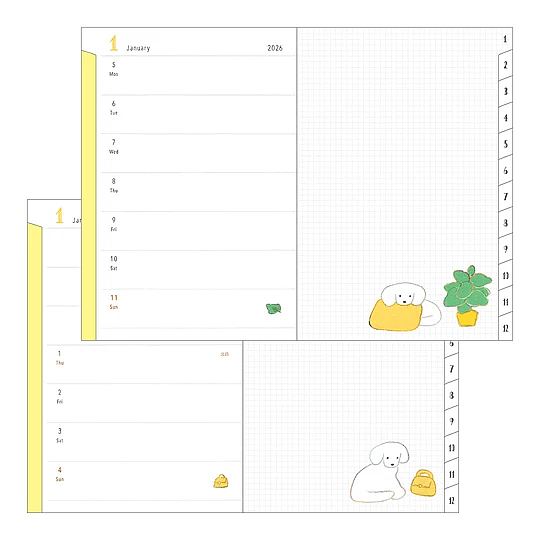 Agenda Midori 2026 Pocket (B6) Dog