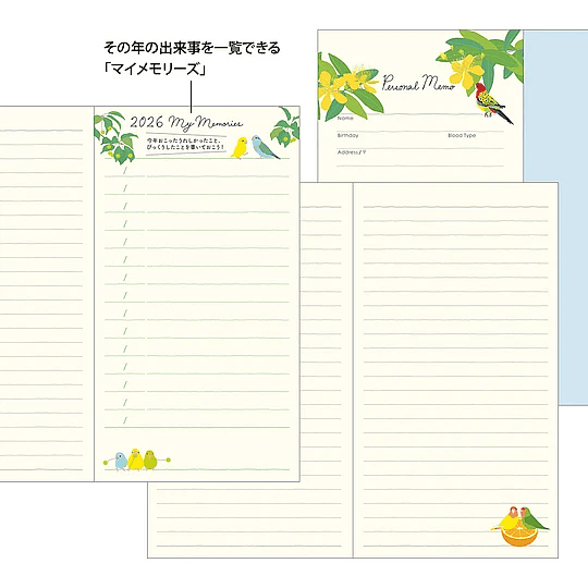 Agenda Midori 2026 Pocket (Slim) Bird