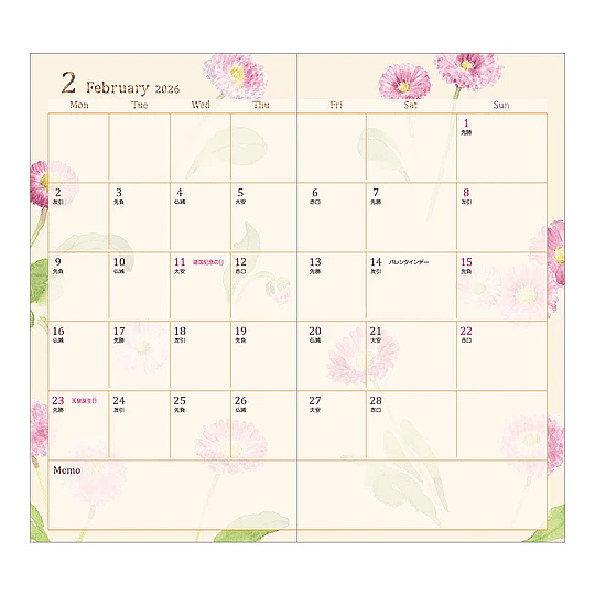 Agenda Midori 2026 Pocket (Slim) Country Time Flower