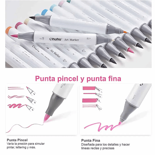 Ohuhu 48 Marcadores de Alcohol Tonos Pastel + Blender, Serie Honolulu B