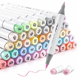 Ohuhu 48 Marcadores de Alcohol Tonos Pastel + Blender, Serie Honolulu B