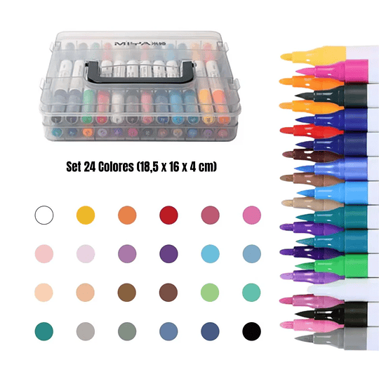 MIYA - Marcadores Acrílicos Maleta de 24 colores