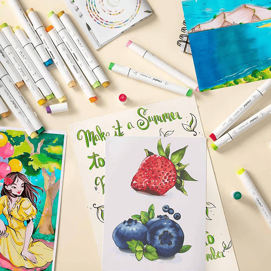 Ohuhu 104 Marcadores de Alcohol + Blender, Serie Honolulu B