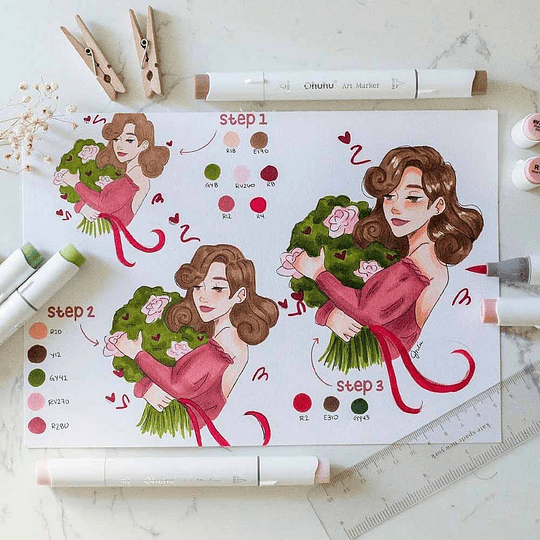 Ohuhu 104 Marcadores de Alcohol + Blender, Serie Honolulu B