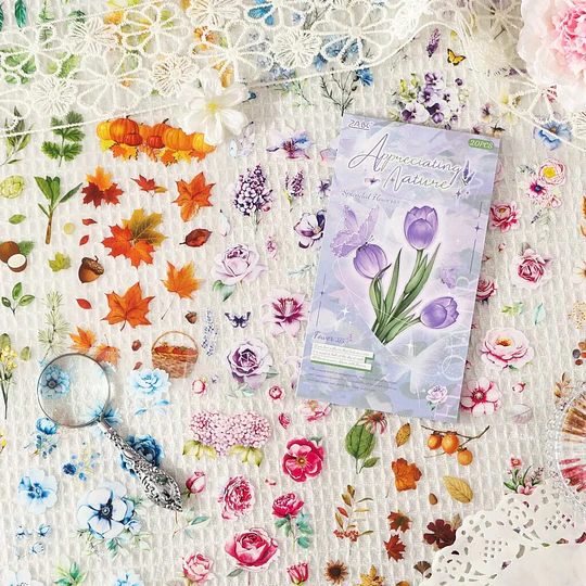 Libro de stickers de flores de 20 hojas