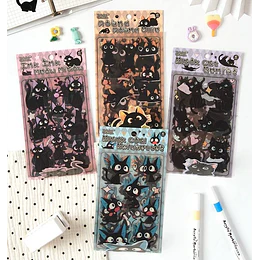 Set stickers gatitos negros