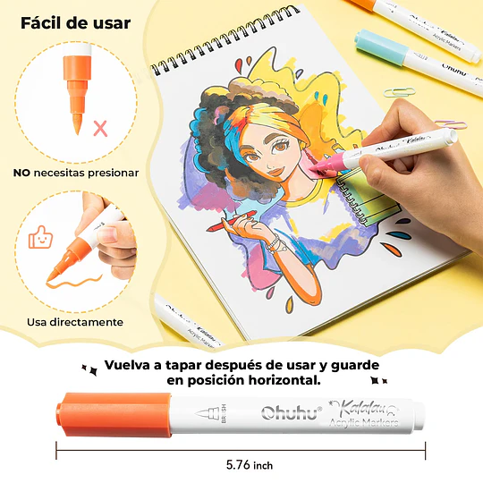 Marcadores Acrílicos Ohuhu Kalalau 30 Colores Punta Bala