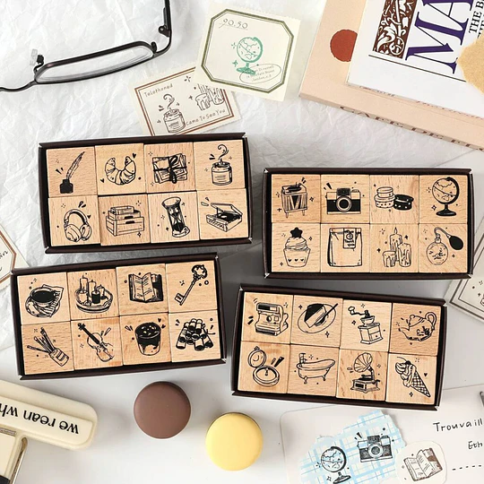 Set de timbres de madera