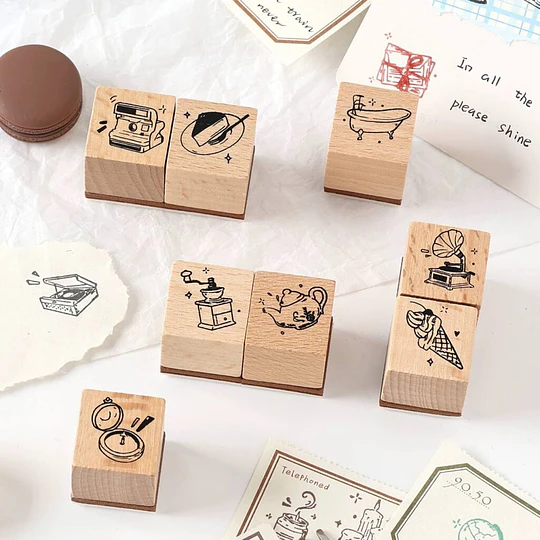 Set de timbres de madera
