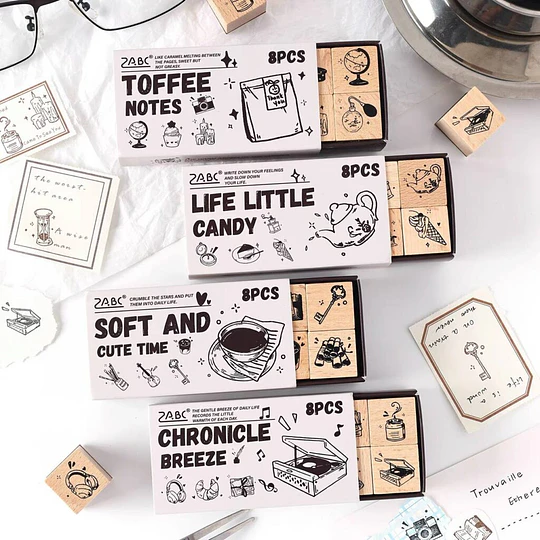 Set de timbres de madera