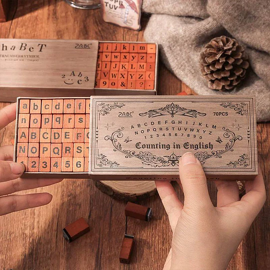 Set de timbres abecedario + números (70 timbres)