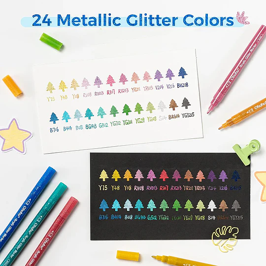 [RESERVA] Ohuhu 24 Marcadores Glitter Metálicos punta 0.7mm