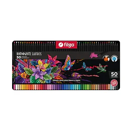 Filgo Black & White Caja metálica de 50 colores