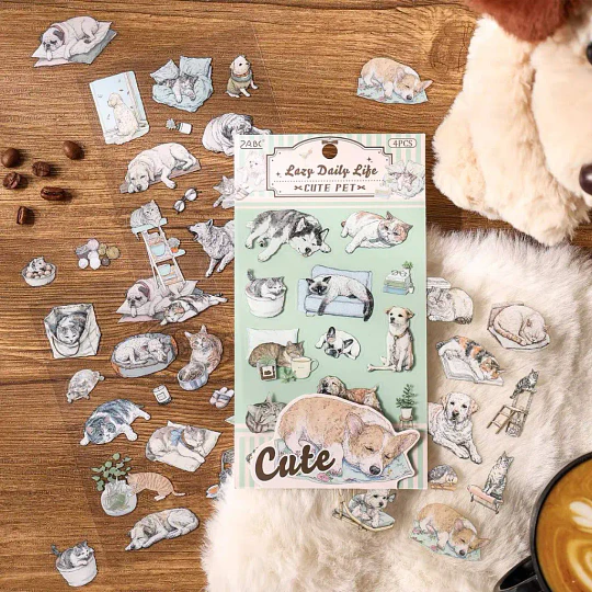 Set de 4 hojas de stickers de animalitos 