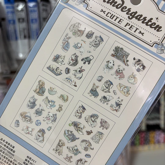 Set de 4 hojas de stickers de animalitos 