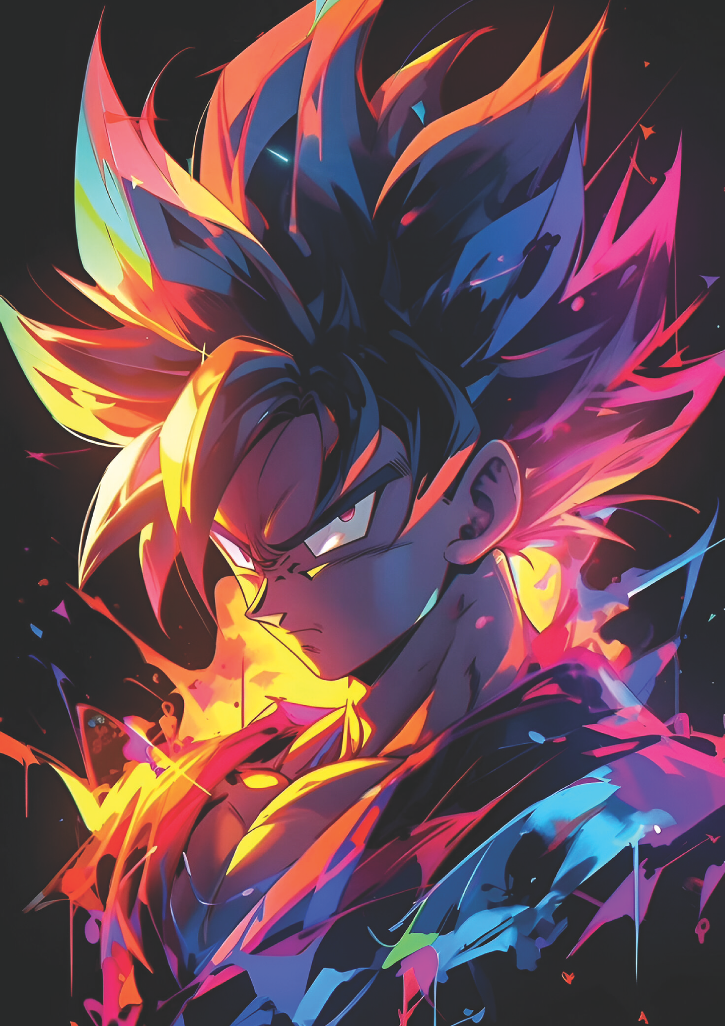 Cuadro Anime Goku Arte Neon – Estilo Moderno Dragon Ball (Holográfico o Fotográfico) 1