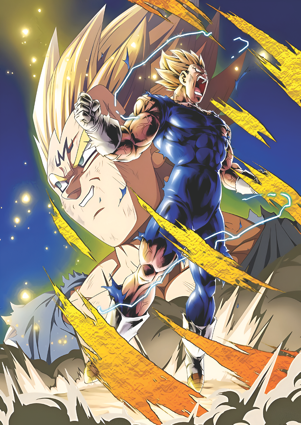 Cuadro Anime Vegeta Ascenso Super Saiyajin – Batalla Dragon Ball (Holográfico o Fotográfico) 1