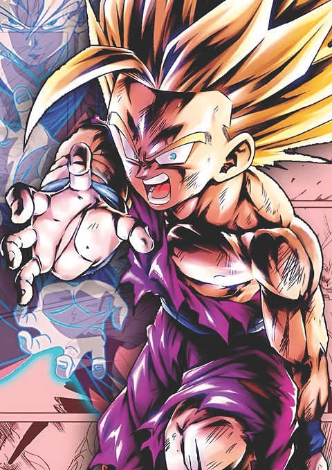 Cuadro Anime Gohan Super Saiyajin Batalla – Dragon Ball (Holográfico o Fotográfico)