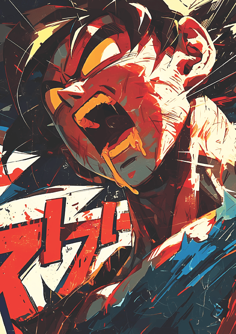 Cuadro Anime Goku Ira Saiyajin Arte – Dragon Ball (Holográfico o Fotográfico)