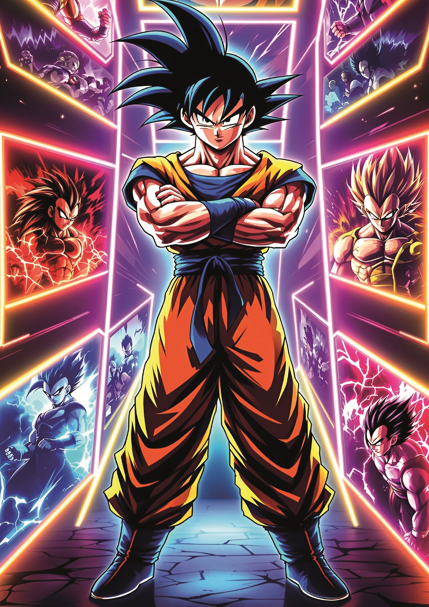 Cuadro Anime Goku Transformaciones – Dragon Ball (Holográfico o Fotográfico) 1