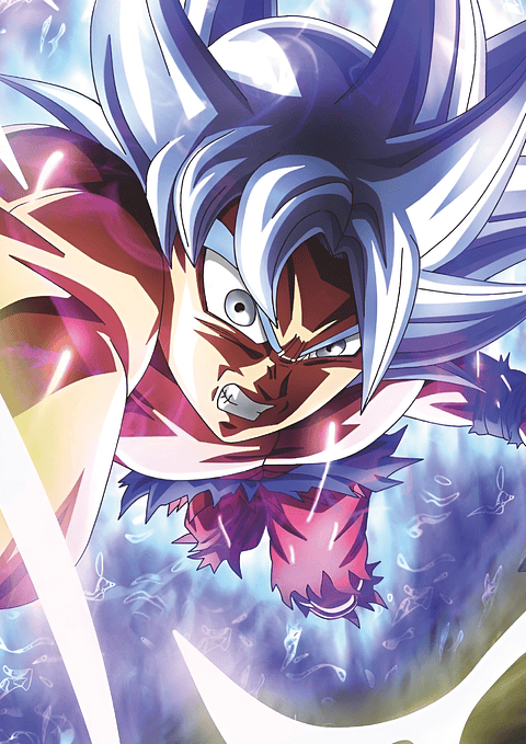 Poster Goku Ultra Instinto Plateado Dragon Ball | Cuadro Anime Holo