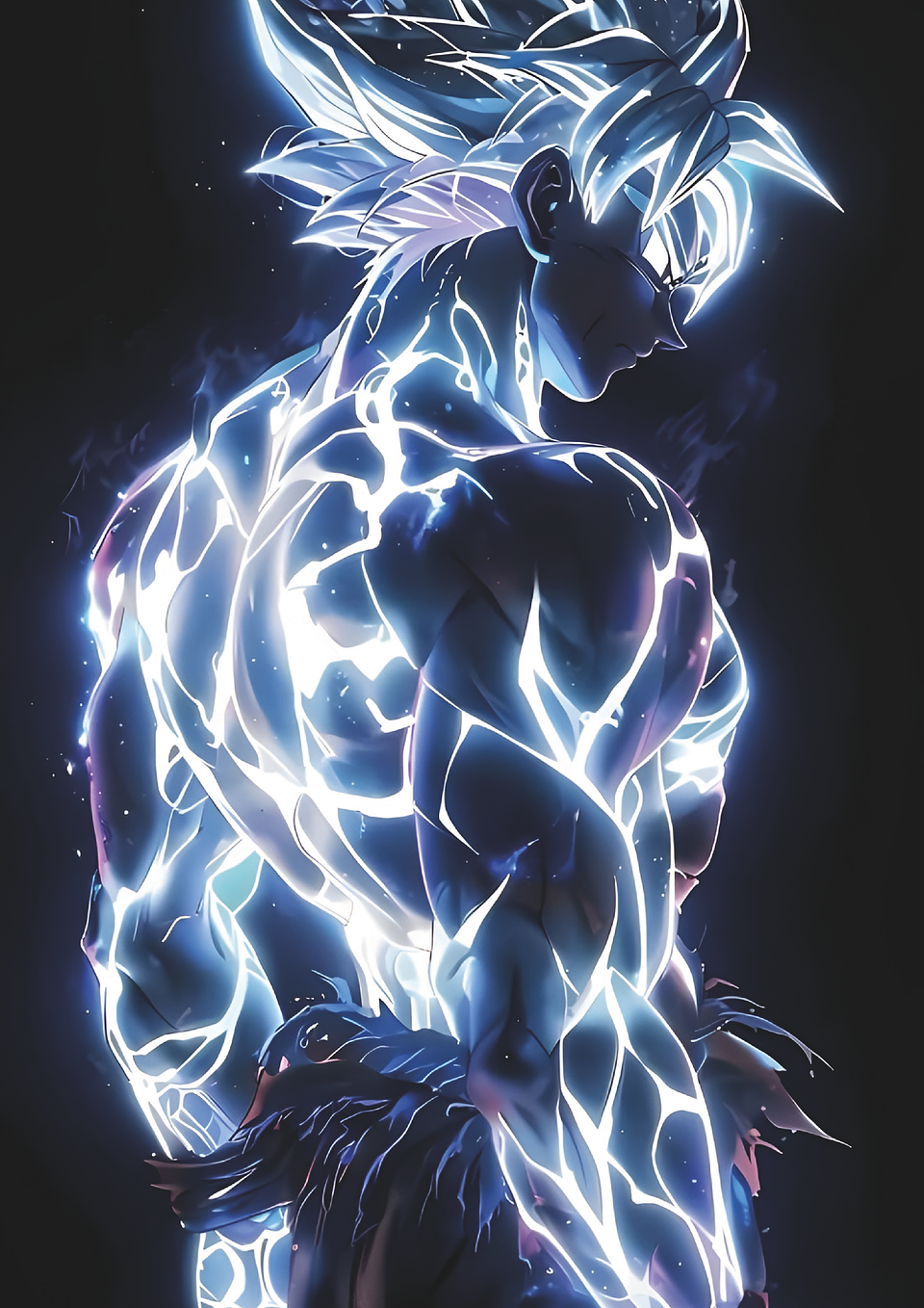 Poster Goku Ultra Instinto Energía Divina | Cuadro Anime Holo 1